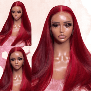 Red Straight Lace Front Human Hair