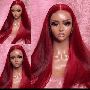 Red Straight Lace Front Human Hair