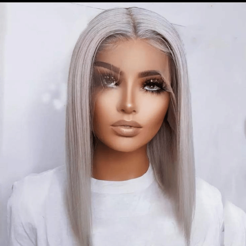 Silver Grey Soft Hair Lace Front Wig