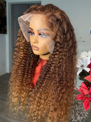 Kinky curly wig 13x4 chocolate brown hair 250%