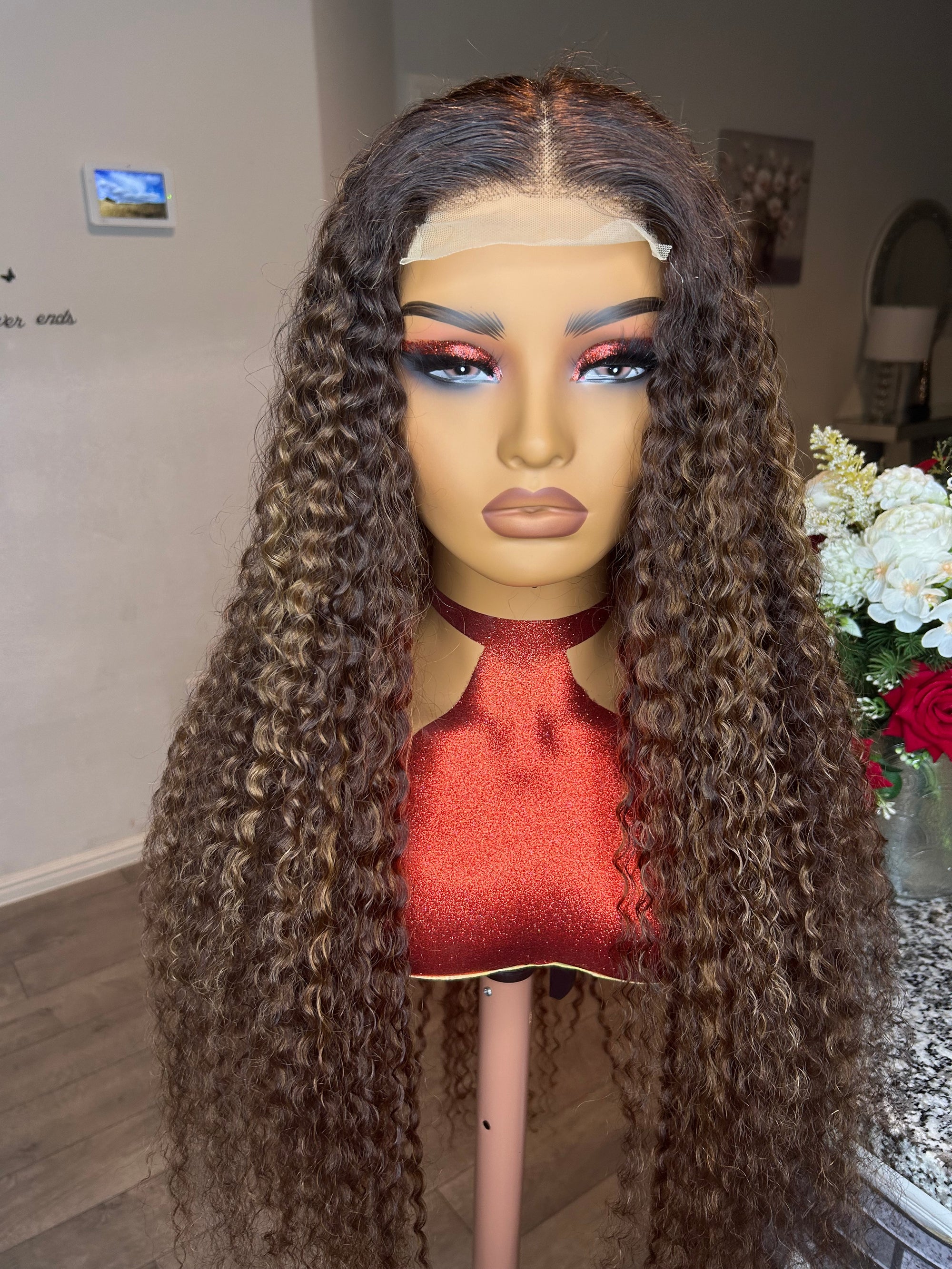 Mirawig2 4x4 lace frontal wig highlights wig human hair wigs curly ombre colored honey blonde water wave 13x4 deep wave frontal wig