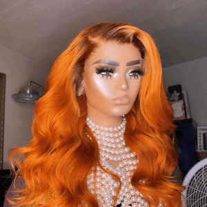 Hd Transparent Ginger Body Wave Lace Front Wig 13X4